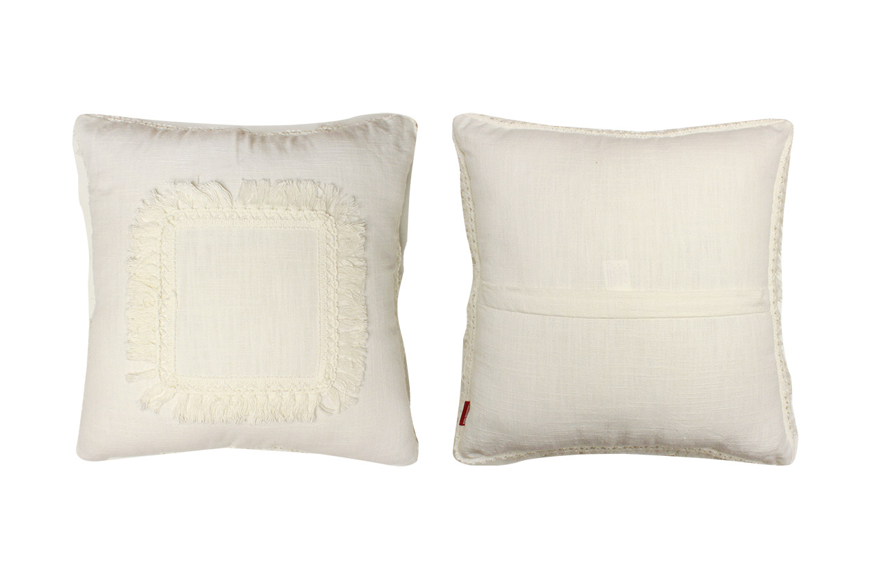 Squared Fringes Cushion Covers Set of 2 Pcs  (16*16 Inches)
