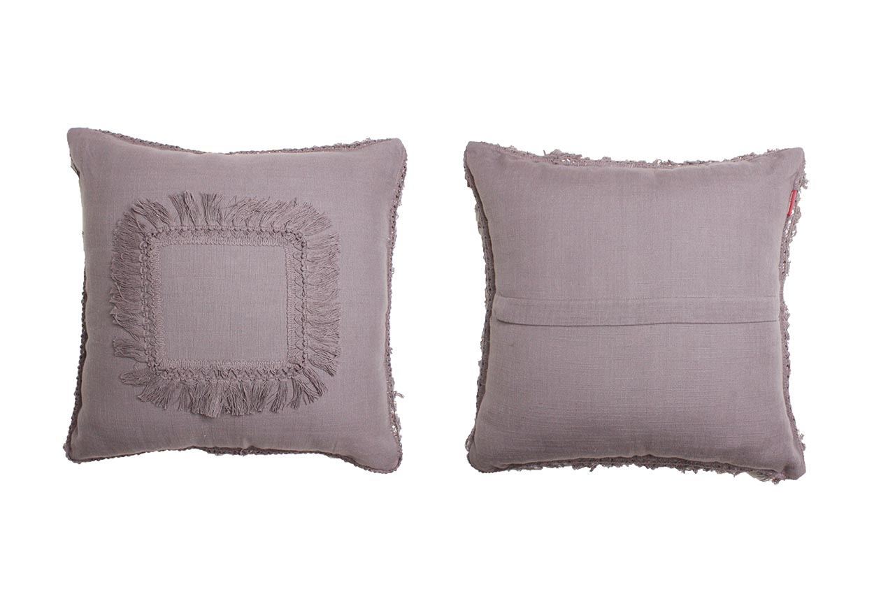Squared Fringes Cushion Covers Set of 2 Pcs  (16*16 Inches)