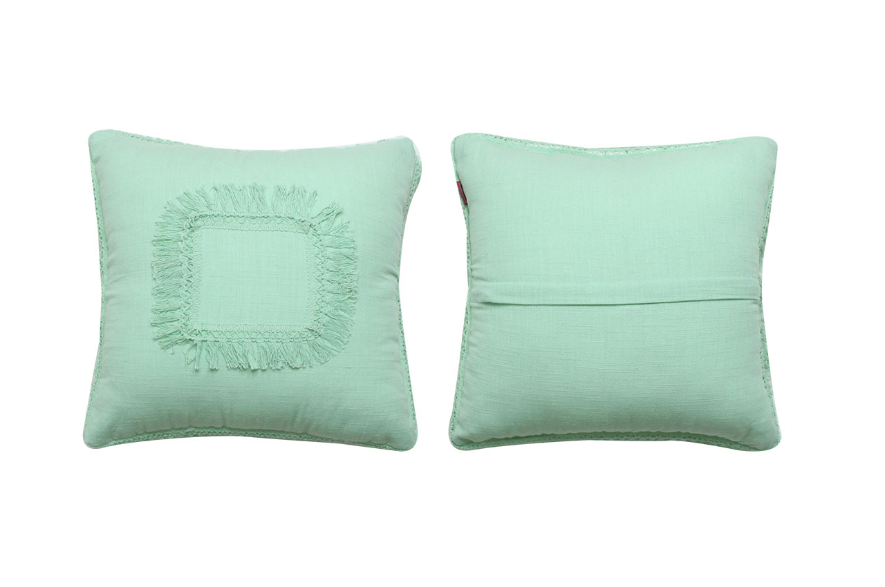 Squared Fringes Cushion Covers Set of 2 Pcs  (16*16 Inches)